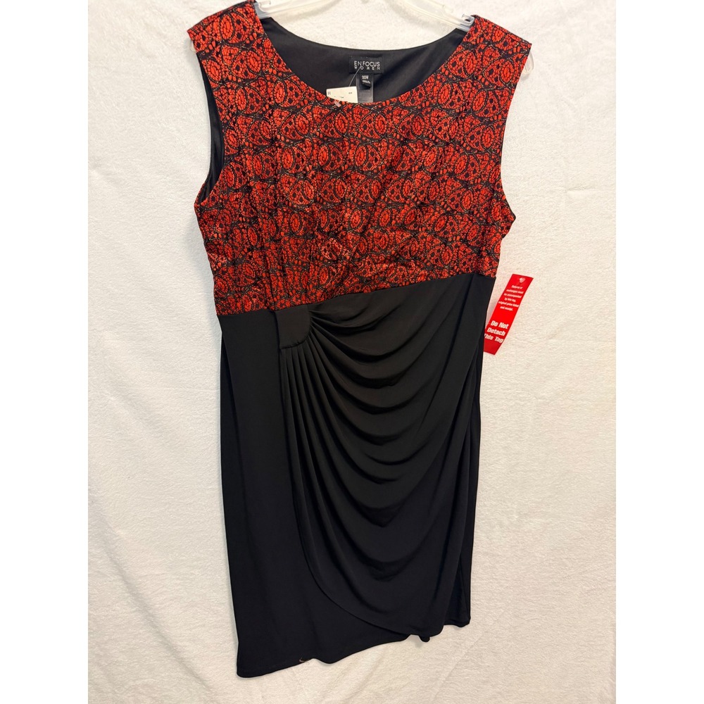 Enfocus Women Red Lace Black Sheath Dress Plus Size 20W Cocktail 99604N
